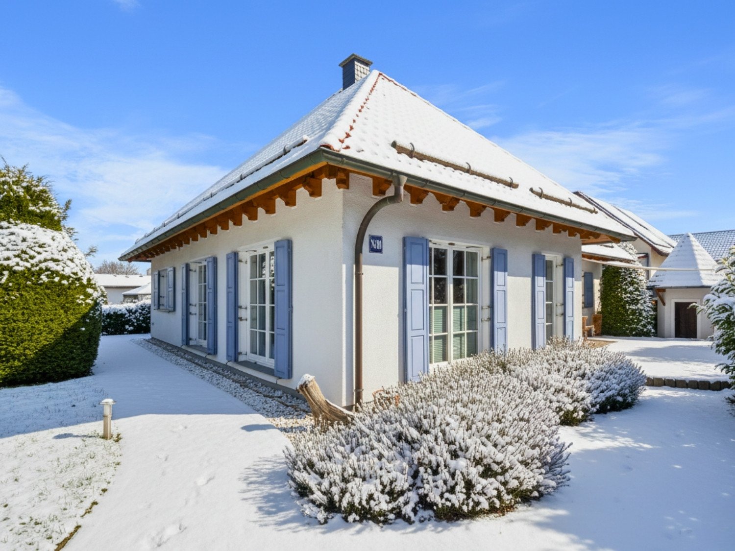 Winterliche Aussenansicht des Ferienhauses Kupferschmiede in Wernigerode.